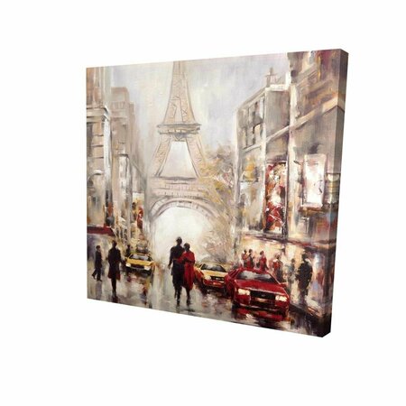 FONDO 16 x 16 in. Busy Street of Paris with Eiffel Tower-Print on Canvas FO2788289